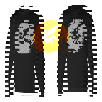 Dragon Halloween Bats Witch Haunted House Long Sleeve T-Shirt - Monsterry