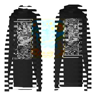 Dragon Van Gogh Starry Night Pumpkin Spooky Halloween Long Sleeve T-Shirt - Monsterry