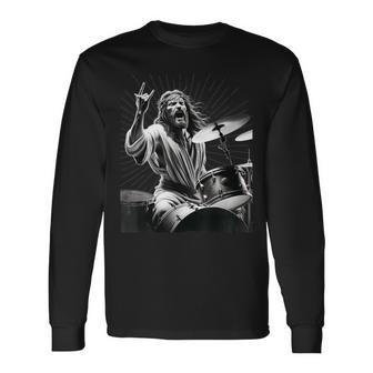 Drummer Rock Jesus Drums Langarmshirts - Geschenkecke