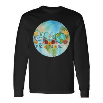 Earth Day Peace Love Earth Global Warming Climate Crisis Long Sleeve T-Shirt - Monsterry