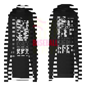 Eat Sleep Baseball Repeat Baseball Player Long Sleeve T-Shirt - Thegiftio UK