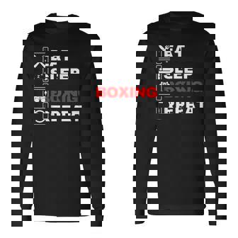 Eat Sleep Boxing Repeat Lucky Boxer Boxer Boxing Long Sleeve T-Shirt - Monsterry