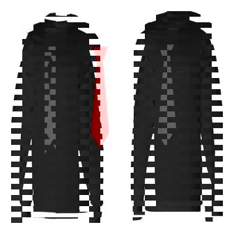 Fake Red Tie W Pocket Prank And Gag Long Sleeve T-Shirt - Monsterry