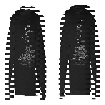 Faro Minimalista Costa Puerto Marina Faro Camiseta de manga larga - Regaloses