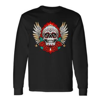 Feliz Dia De Los Muertos Sugar Skull Heaven Angel Langarmshirts - Geschenkecke