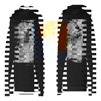 Fire And Ice Wolf Snowy Good And Evil Wolves Long Sleeve T-Shirt - Monsterry