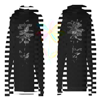 Flor Colorida Lindo Arte Gráfico Motivo Flor Camiseta de manga larga - Regaloses