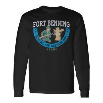 Fort Benning School For Wayward Boys Retro Look Long Sleeve T-Shirt - Monsterry