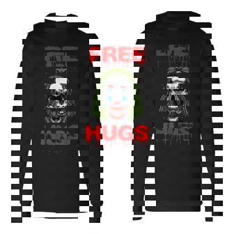 Free Hugs Halloween Evil Killer Scary Clown Horror Skeleton Long Sleeve T-Shirt - Monsterry