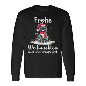 Frohe Weihnachten Grimmige Katzen Mehr Oder Weniger Froh Langarmshirts - Geschenkecke