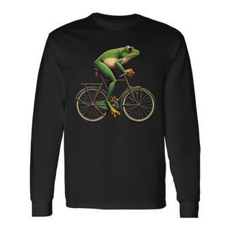 With Frosch Fährt Fahrrad Motif Langarmshirts - Geschenkecke