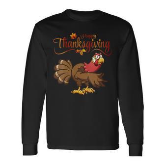 Fun Cunning Angry Turkey Best Happy Thanksgiving Day Long Sleeve T-Shirt - Monsterry