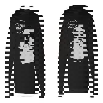Halloween Bruh Ghost Boys Long Sleeve T-Shirt - Monsterry