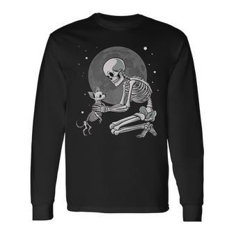 Halloween Dog Cute Skeleton Chihuahua Dogs Long Sleeve T-Shirt - Thegiftio