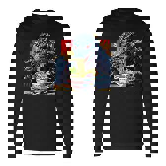 Kaiju Eating Ramen Japanese Monster Lover Birthday Long Sleeve T-Shirt - Thegiftio