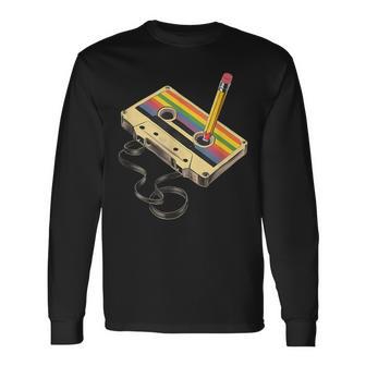 Nerd Retro Cassette Pencil Computer Old School Langarmshirts - Geschenkecke