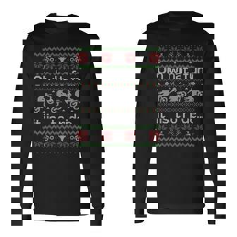 Ugly Sweater Christmas Motocross Dirt Bike Long Sleeve T-Shirt | Mazezy