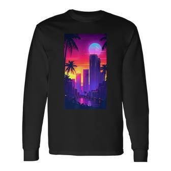 Futuristic Cityscape Twilight Cyberpunk Long Sleeve T-Shirt - Thegiftio