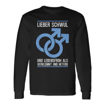 Gay Lieber Schwul Und Lebensfroh Alserlemmund Hetero Langarmshirts - Geschenkecke