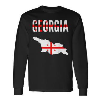 Georgian Georgian Map Flag Langarmshirts - Seseable