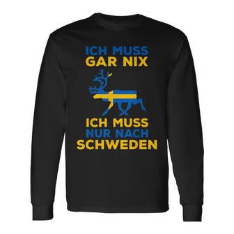 Ich Muss Nur Nach Sweden Scandinavia Nordlicht Langarmshirts - Geschenkecke