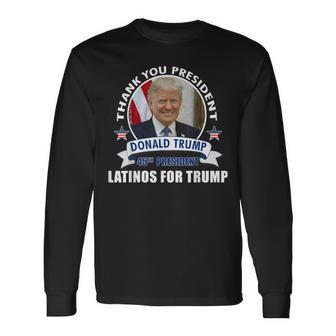 Gracias Al Presidente Donald Latinos Por Trump Camiseta de manga larga - Regaloses