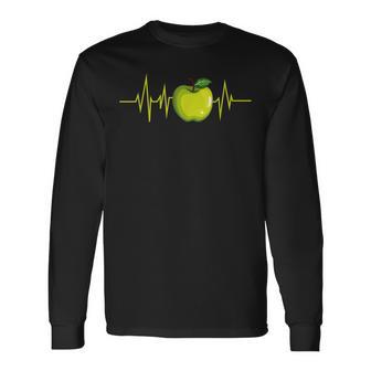 Green Apple Fruit Heartbeat Ecgegan Langarmshirts - Geschenkecke