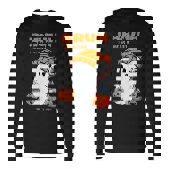 Halloween Bruh Ghost Boo Skull Pumpkin Boys Kids Men Long Sleeve T-Shirt - Monsterry