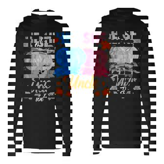 Halloween Pumpkin Gender Reveal He Or She Uncle To Be Long Sleeve T-Shirt - Monsterry