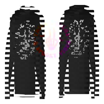 Halooween Tie Dye Thick Thighs Spooky Vibes Skeleton Hand Long Sleeve T-Shirt - Monsterry
