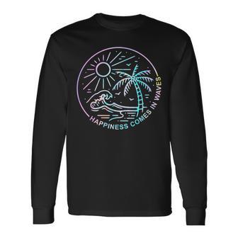 Happiness Comes In Tie Dye Waves Summer Matching Vacation Long Sleeve T-Shirt - Seseable