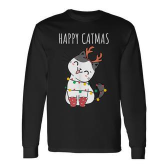 Happy Catmas Lustiges Weihnachts Katze Christmas Tree Langarmshirts - Geschenkecke