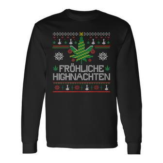 Happy Highnachten Ugly Christmas Hemp Marijuana Langarmshirts - Geschenkecke