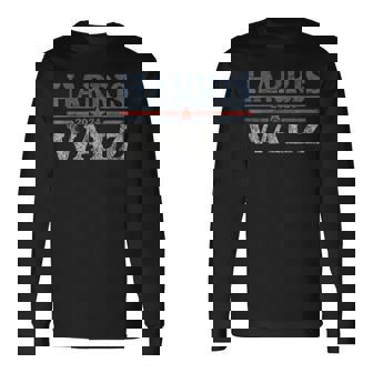 Harris Waltz-2024 Retro Stripe Kamala Harris Tim Waltz-24 Long Sleeve T-Shirt | Mazezy