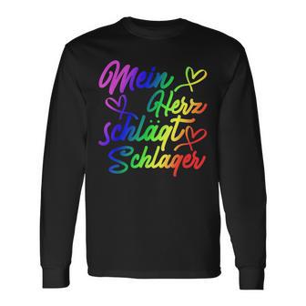 My Heart Beats Schlager Lgbtq Pride Gay Lesbian Queer Langarmshirts - Geschenkecke