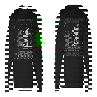 Hiking Xmas Tree Lighting Ugly Christmas Sweater Long Sleeve T-Shirt | Mazezy