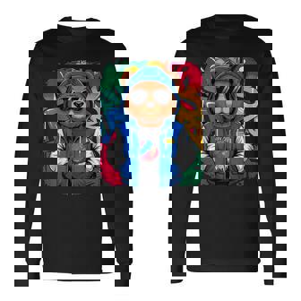 Hip Hop Teddy Bear With Sunglasses Rap Music Long Sleeve T-Shirt - Thegiftio