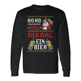 Ho Hol Mir Mal Ein Bier Christmas Santa Claus Langarmshirts - Geschenkecke