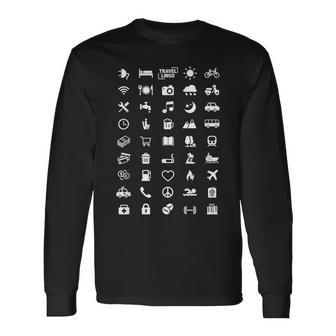 Icon Travel Language Functional Traveler Backpacking Long Sleeve T-Shirt - Thegiftio