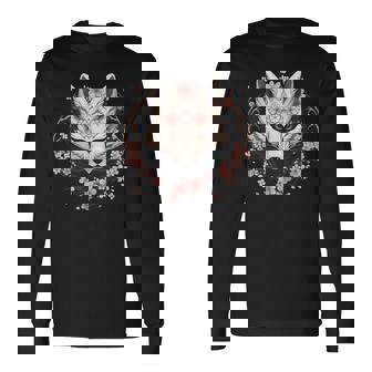 Illustration Renard Japonais Sakura Animal T-shirt à manches longues - Cadeauxyz