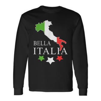 Italia Bella Italia With Italian Map Italy Langarmshirts - Seseable