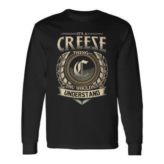 It's A Creese Thing You Wouldn't Understand Name Vintage Long Sleeve T-Shirt - Thegiftio UK