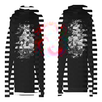 Japanese Nine-Tailed Fox Kitsune Dragon Long Sleeve T-Shirt - Thegiftio UK