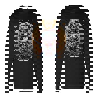 Japanese Samurai Cat Kawaii Ninja Cat Long Sleeve T-Shirt | Mazezy