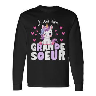 Jeais Être Grande Soeur Licorne Annonce Grossesse Soeur T-shirt à manches longues - Cadeauxyz