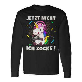 Jetzt Nicht Ich Zocke Gaming Gamer Unicorn Langarmshirts - Geschenkecke