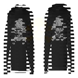 Jolly Roger Distressed Skull And Crossbones Pirate Long Sleeve T-Shirt - Thegiftio UK