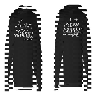 Just Married 2024 Honeymoon Wedding Couples Fiancee Long Sleeve T-Shirt | Mazezy