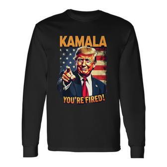 Kamala Du Bist Gefeuert Lustiger Präsident Trump Lacht Über Kamala Langarmshirts - Geschenkecke