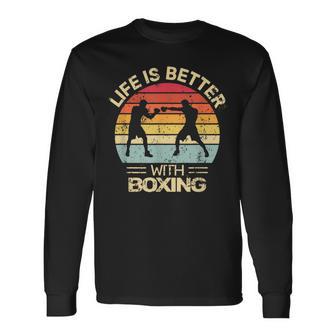 Kickboxing Life Is Better With Boxing Boxer Retro Langarmshirts - Geschenkecke